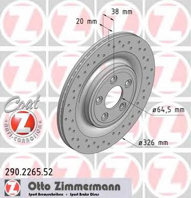 Otto Zimmermann 290.2265.52 Rear ventilated brake disc 290226552