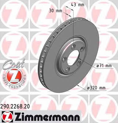 Otto Zimmermann 290.2268.20 Front brake disc ventilated 290226820