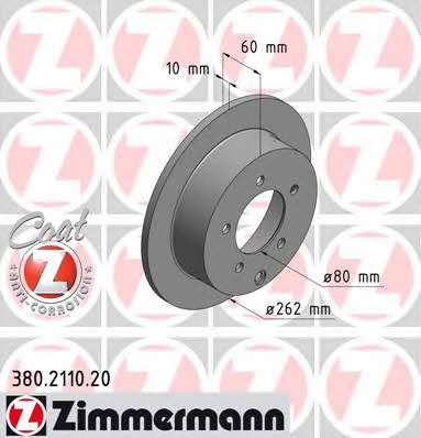 Rear solid brake disc Otto Zimmermann 380.2110.20