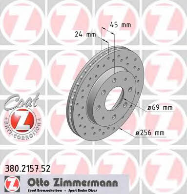 Otto Zimmermann 380.2157.52 Front brake disc ventilated 380215752