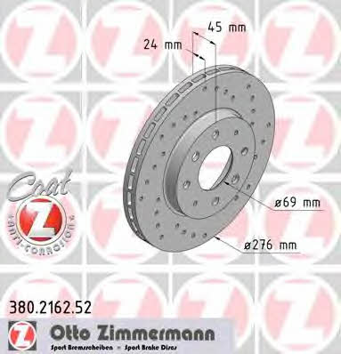 Otto Zimmermann 380.2162.52 Brake disc 380216252