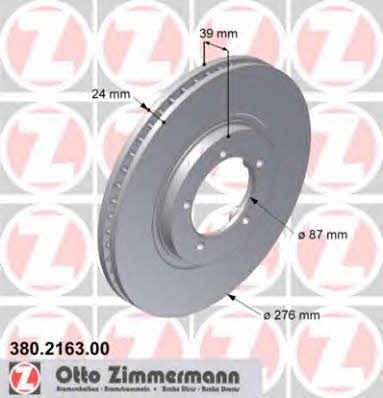 Otto Zimmermann 380.2163.00 Front brake disc ventilated 380216300
