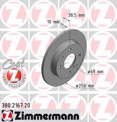 Otto Zimmermann 380.2167.20 Rear brake disc, non-ventilated 380216720