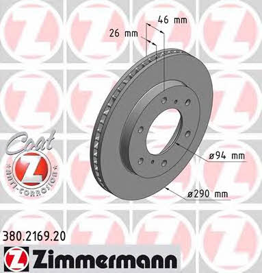 Front vented brake disc Otto Zimmermann 380.2169.20