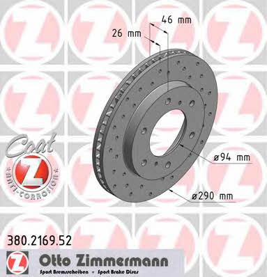 Otto Zimmermann 380.2169.52 Front brake disc ventilated 380216952