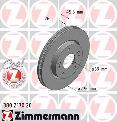 Front vented brake disc Otto Zimmermann 380.2170.20