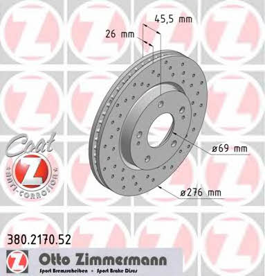 Otto Zimmermann 380.2170.52 Front brake disc ventilated 380217052