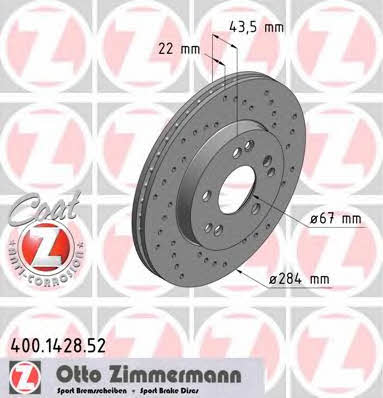 Otto Zimmermann 400.1428.52 Front brake disc ventilated 400142852