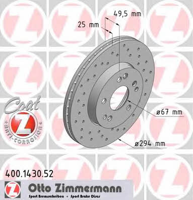 Otto Zimmermann 400.1430.52 Front brake disc ventilated 400143052