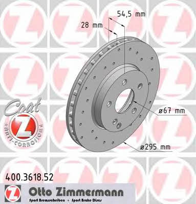 Otto Zimmermann 400.3618.52 Front brake disc ventilated 400361852