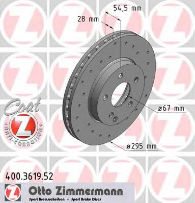 Otto Zimmermann 400.3619.52 Front brake disc ventilated 400361952