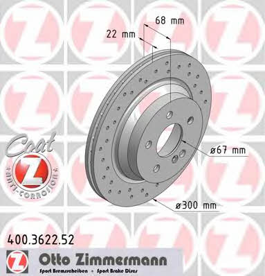 Otto Zimmermann 400.3622.52 Rear ventilated brake disc 400362252