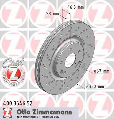 Otto Zimmermann 400.3646.52 Brake disc 400364652