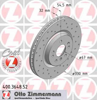 Otto Zimmermann 400.3648.52 Brake disc 400364852
