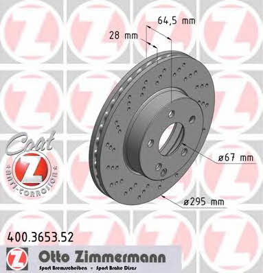 Otto Zimmermann 400.3653.52 Front brake disc ventilated 400365352