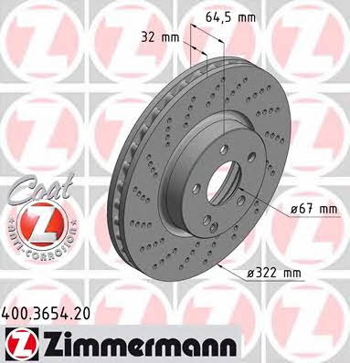 Otto Zimmermann 400.3654.20 Front brake disc ventilated 400365420
