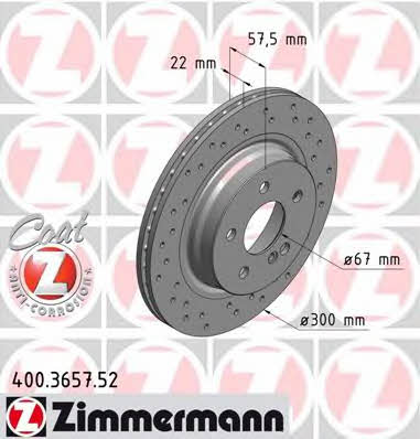 Otto Zimmermann 400.3657.52 Rear ventilated brake disc 400365752