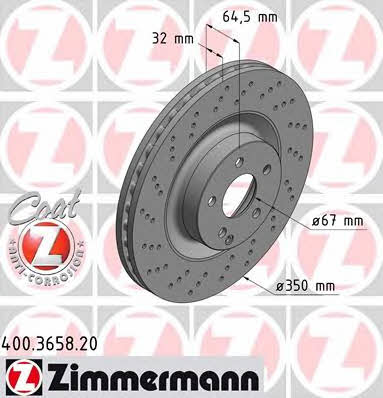 Otto Zimmermann 400.3658.20 Front brake disc ventilated 400365820