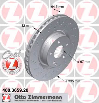Otto Zimmermann 400.3659.20 Front brake disc ventilated 400365920