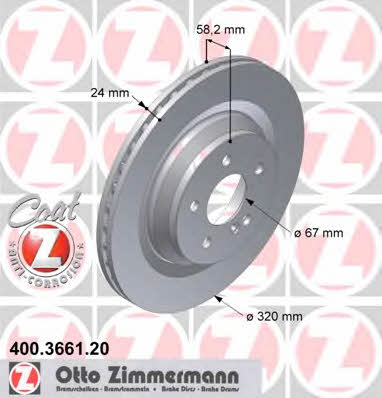 Otto Zimmermann 400.3661.20 Rear ventilated brake disc 400366120
