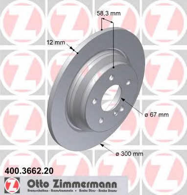 Otto Zimmermann 400.3662.20 Rear brake disc, non-ventilated 400366220