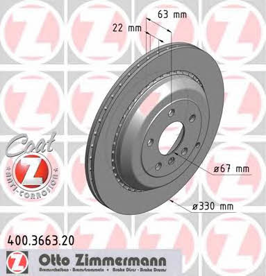 Otto Zimmermann 400.3663.20 Rear ventilated brake disc 400366320