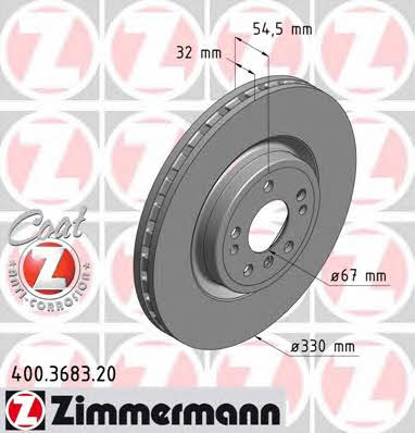 Otto Zimmermann 400.3683.20 Front brake disc ventilated 400368320