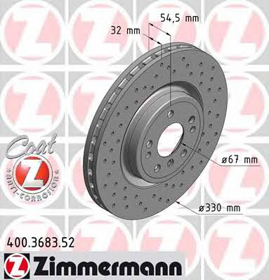 Otto Zimmermann 400.3683.52 Front brake disc ventilated 400368352