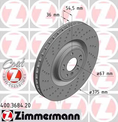 Otto Zimmermann 400.3684.20 Front brake disc ventilated 400368420