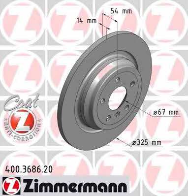 Otto Zimmermann 400.3686.20 Rear brake disc, non-ventilated 400368620