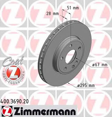 Front vented brake disc Otto Zimmermann 400.3690.20