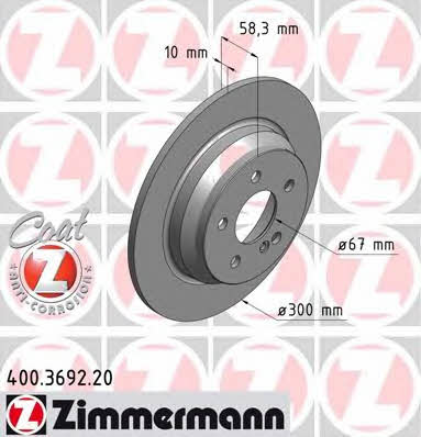 Otto Zimmermann 400.3692.20 Rear brake disc, non-ventilated 400369220