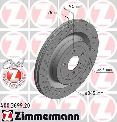 Otto Zimmermann 400.3699.20 Rear ventilated brake disc 400369920
