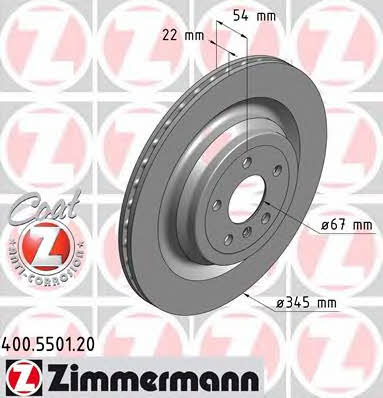 Otto Zimmermann 400.5501.20 Rear ventilated brake disc 400550120