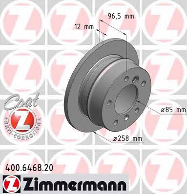 Otto Zimmermann 400.6468.20 Rear brake disc, non-ventilated 400646820