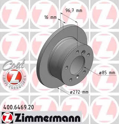 Otto Zimmermann 400.6469.20 Rear brake disc, non-ventilated 400646920