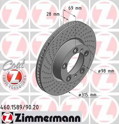 Otto Zimmermann 460159020 Front brake disc ventilated 460159020