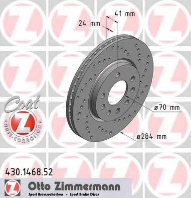 Otto Zimmermann 430.1468.52 Front brake disc ventilated 430146852