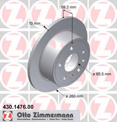Otto Zimmermann 430.1476.00 Rear brake disc, non-ventilated 430147600