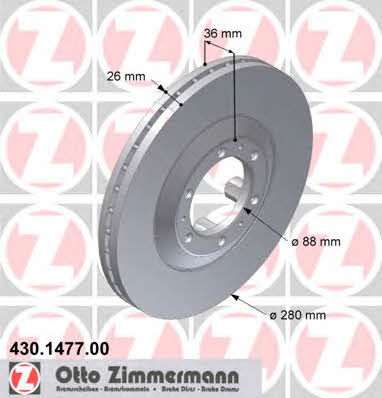 Otto Zimmermann 430.1477.00 Front brake disc ventilated 430147700