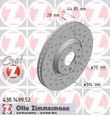 Otto Zimmermann 430.1499.52 Front brake disc ventilated 430149952