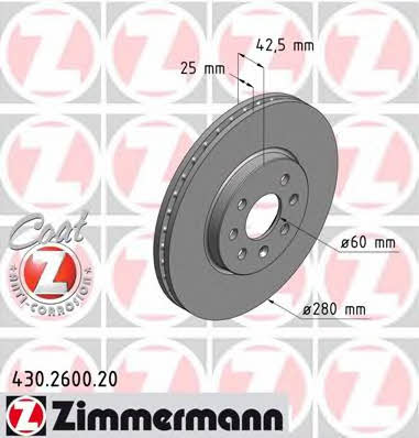 Front vented brake disc Otto Zimmermann 430.2600.20