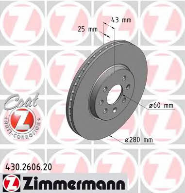 Otto Zimmermann 430.2606.20 Front brake disc ventilated 430260620