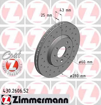 Otto Zimmermann 430.2606.52 Front brake disc ventilated 430260652