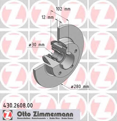 Otto Zimmermann 430.2608.00 Rear brake disc, non-ventilated 430260800