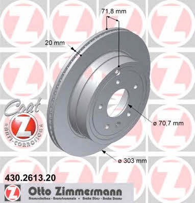 Otto Zimmermann 430.2613.20 Rear ventilated brake disc 430261320