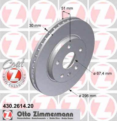 Otto Zimmermann 430.2614.20 Front brake disc ventilated 430261420