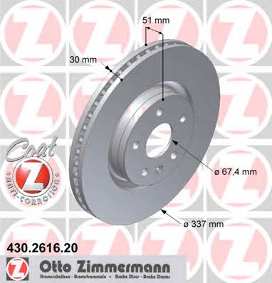 Otto Zimmermann 430.2616.20 Front brake disc ventilated 430261620