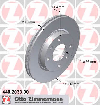 Otto Zimmermann 440.2033.00 Brake disc 440203300