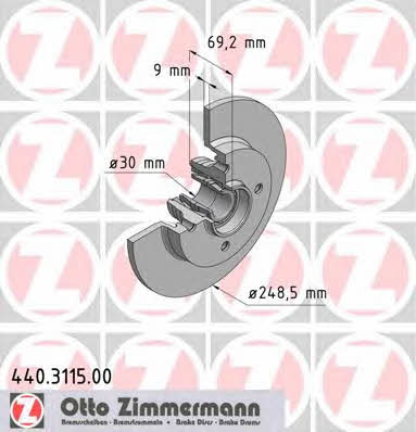 Otto Zimmermann 440.3115.00 Rear brake disc, non-ventilated 440311500